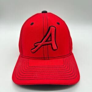 Preowned Adidas Climalite Stretch Fit Hat Red Embroidered A Logo One‎ Size